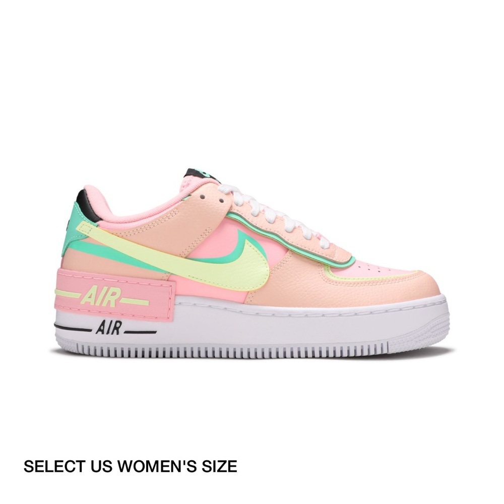 Nike Pink Green Air Force 1 Shadow Sneakers